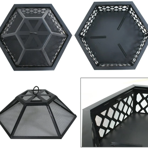 Brasero Hexagonal de Acero con Acabado Bronce Envejecido, Chimenea para Leña, Horno para Pizza, Brasero para Barbacoa, Decoración para Jardín y Cocina - Product Image 6