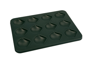Moule à pâtisserie antiadhésif en acier au carbone noir, forme coquille, 12 cavités, compatible four, pour madeleines, financiers, desserts, muffins - Product Image 2