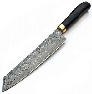 Couteau de cuisine professionnel en acier Damas forgé à la main, couteau de chef japonais avec manche en bois dur foncé - Product Image 4