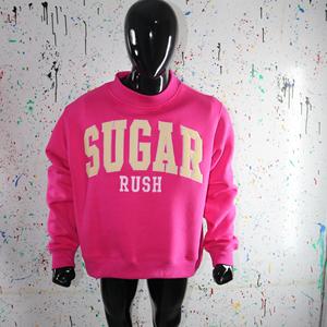 SUGAR PINK Sudadera de cuello alto 100% CREAM con bordado de apliques, sudadera de cuello ancho con hilos finos - Product Image 1