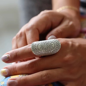 925 Sterling <b>Silver</b> Mandala <b>Statement</b> <b>Ring</b> Handmade Bohemian Hippie <b>Ring</b> Artisan Ethnic Jewelry Vintage Band <b>Ring</b> for Women - Product Image 5