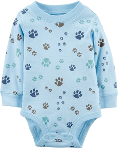 Combinaison bébé à imprimé patte, en coton doux, manches longues, fermeture à boutons sur le bas, pyjama pour nourrisson, vêtements de jeu pour tout-petit, vente en gros OEM - Product Image 2