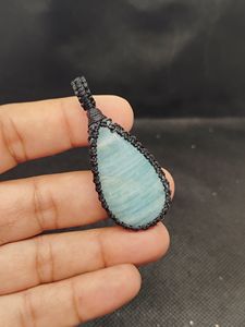 Colgante de macramé Aqua Marine con gemas naturales en cabujón, colgante de macramé hecho a mano, lote mixto de colgantes de macramé - Product Image 5