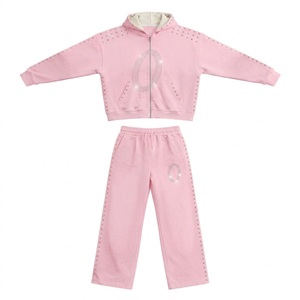 Ensemble sweat à capuche et pantalon en strass taille américaine personnalisée, effet diamant, délavé vintage, pour femme, idéal pour les tenues de week-end - Product Image 5
