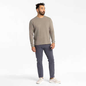 T-shirt en coton gaufré délavé vintage, col rond, style minimaliste, pour hommes, vente en gros - Product Image 4