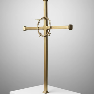 Sculpture artisanale en métal doré peinte à la main, motif croix, fil barbelé, couronne d'épines, minimaliste, décoration chrétienne pour la maison, religieuse, Noël - Product Image 3