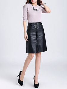 Falda de Cuero Genuino de la Mejor Calidad, Personalizada y de Venta Caliente, Falda Larga Plisada para Mujer - Product Image 4