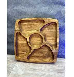 Hexagon Wooden Dry Fruit Box with Glass Lid 7 Compartment Nut Serving Tray Handcrafted Wood Spice Storage Case Luxury Snack - Product Image 3