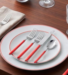 Ensemble de couverts minimalistes avec poignées rouges, finition miroir, métal poli, passe au lave-vaisselle, pour la table de mariage - Product Image 5