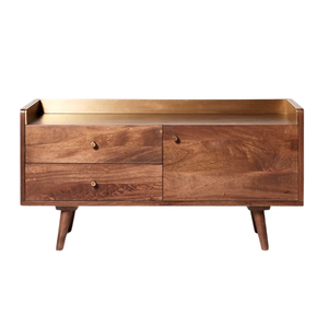 Mueble de TV de Madera de Sheesham con Acabado Natural, Mueble de Entretenimiento de Madera Rústica Hecho a Mano, Ecológico y Duradero para Sala de Estar o Dormitorio - Product Image 2