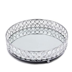 Plateau rond en verre contemporain pour table basse de salon, service de thé, café, collations, arrangement décoratif - Product Image 5