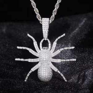 จี้รูปแมงมุมประดับเพชรโมอิสซาไนต์  เครื่องประดับแร็ปเปอร์แบบ Iced Out  จี้แฟชั่นเงินแท้รูปแมงมุม - Product Image 1
