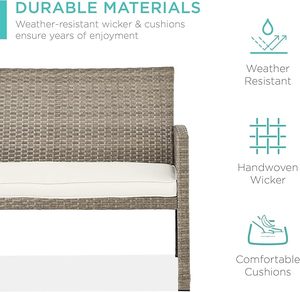 Durable 4 Piece Outdoor Rattan Wicker Furniture Set Stylish Patio Sofa Set with Coffee <b>Table</b> and Soft Cushions for Deck Patio - Product Image 6