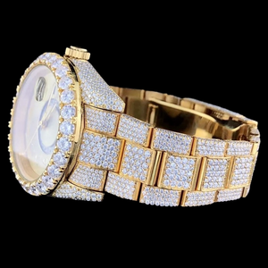 Reloj de Pulsera de Oro con Diamantes Moissanite de Alta Calidad, Personalizado, Totalmente Cubierto de Diamantes, Moderno y Elegante, de Acero Inoxidable para Hombre - Product Image 5
