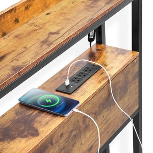 Testiera Regolabile in Altezza con 2 Ripiani per Letto Matrimoniale, Stazione di Ricarica Indipendente, Arredamento Camera da Letto con Contenitore - Product Image 1