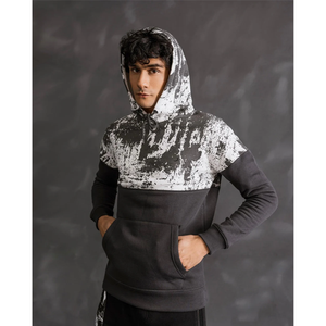 OEM Two Tone Hooded Sweatshirt <b>Men</b> Acid Wash Style Print Drawstring Pullover Wholesale Price Custom Made By Twin <b>City</b> - Product Image 4