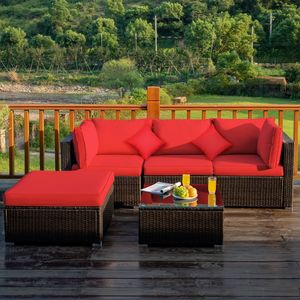 Set di 5 Pezzi di Mobili da Esterno in Rattan, Divano Componibile con Cuscini - Product Image 3