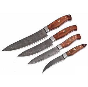 มีดเชฟเหล็กดามัสกัส 4 ชิ้น 67 ชั้น ผลิตด้วยมือโดย Steel Craft International ด้ามจับแบบกำหนดเอง คมกริบ ขอบหยัก - Product Image 5