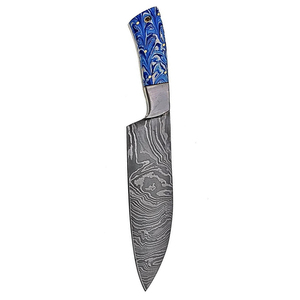 Couteau en acier Damas avec manche en résine bleue, prix raisonnable, couteaux Damas, lames personnalisées OEM - Product Image 1