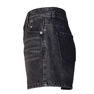 Custom Washed High Quality Baggy Straight Mid Waist <b>Women's</b> <b>Cargo</b> Denim <b>Shorts</b> Rhinestone Embellishment Breathable Eco-Friendly - Product Image 4