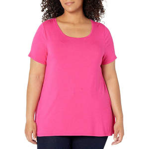 Camiseta de manga corta con encaje para mujer, cuello redondo de algodón, elegante, informal, suave y cómoda, a la moda para primavera y verano - Product Image 4