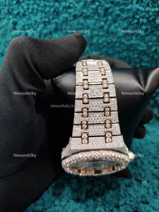 Montres cloutées en diamant Moissanite de luxe de marque supérieure montres glacées en acier inoxydable montres-bracelets Hip Hop pour unisexe - Product Image 3