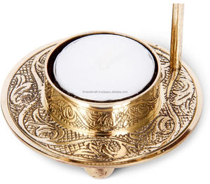 New Arrival Handmade Embossed Work Round Wax Warmer Delightful Aroma charcoal resin heated Warm Shining Light Aromatic Metal - Product Image 3