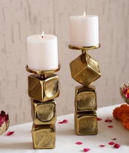 Set Of 2 Aluminum <b>Gold</b> Plated <b>Candle</b> Holder For Home Hotel Decorative In Customize Best Finish <b>Candle</b> Stand High Quality - Product Image 3
