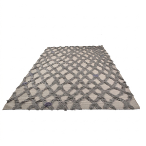 DECORDEC Custom Handmade Wool Thick Non-Slip Eco-Friendly Modern Ivory <b>Grey</b> High Low Textured Area <b>Rug</b> Distressed Geometric - Product Image 1