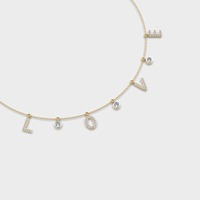Collier avec pendentif couronne en forme de lettre d'amour plaqué or 14 carats |   Pendentif d'amour initial de luxe |   Collier de mariage délicat avec sertissage clos en laboratoire