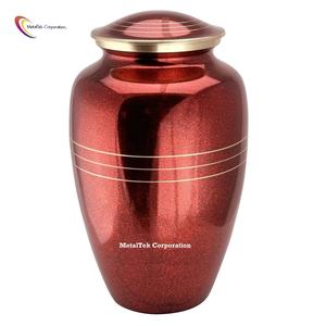 High Quality Customized Color Solid New Brass Cremation <b>Urn</b> For Ashes Glossy Red Wholesale Price Adult Burial Jar Manufacturer - Product Image 1