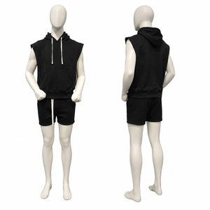 Sweat-shirt sans manches à capuche pour homme, débardeur décontracté uni, pull de sport avec poche - Product Image 1