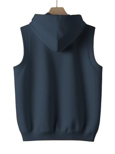 Men's Sports Casual Reversible Vest Hoodie Winter Hooded Warm Zip-Up Cooling Fleece Windproof Jacket with Pockets Black Gray - Product Image 2