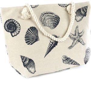 Sac fourre-tout en toile personnalisé avec imprimé coquillage, poignées en corde et doublure en polyester pour la plage, le shopping et les voyages – Sac pour femme - Product Image 2