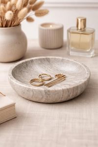 Elegant Marble Stone Decorative Bowl Round Marble Serving Dish Home Decor Kitchen Bathroom <b>Vanity</b> <b>Table</b> Centerpiece Fruit - Product Image 6