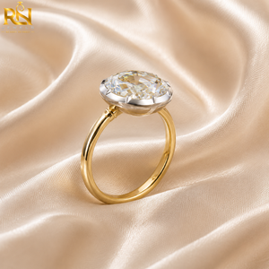 Bague solitaire vintage avec diamant de laboratoire taille coussin |   Bague de fiançailles classique en or massif 9K 14K 18K, bijoux fins, vente en gros - Product Image 2