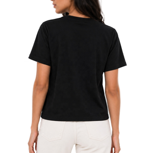 Camiseta de Cuello Redondo con Bordado Floral Personalizada para Mujer, Manga Corta, Informal, Suave, Transpirable, de Poliéster, a la Moda - Product Image 5