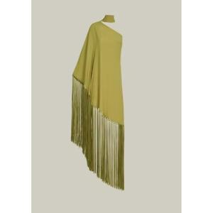 Robe de soirée élégante asymétrique à une épaule, coupe trapèze, longueur genou, taille basse, couleur unie, en coton et soie, sans manches, respirante - Product Image 1