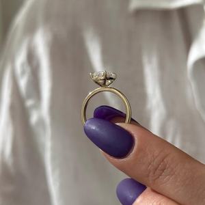 2.5 Carat Elongated Cushion Lab Grown Diamond <b>Dainty</b> Solitaire <b>Ring</b>, 14k Yellow Gold 1.7mm Thin Engagement <b>Ring</b>,IGI Certified - Product Image 4