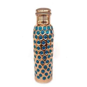 Copper Water <b>Bottle</b> Engraving Design Portable Reusable 500ml 750ml 1L Sizes Included Lids - Product Image 2