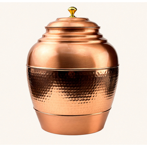 Distributeur d'eau artisanal en cuivre pur avec robinet anti-fuite, grande capacité, pot de stockage d'eau martelé ayurvédique pour la maison - Product Image 5