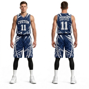 Shorts de basket-ball personnalisés bleu marine et orange, sublimation, 100 % polyester, uniforme de sport rayé pour équipe - Product Image 5