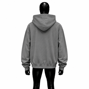 Custom Grey Oversized Hoodie <b>Men</b> Streetwear Pullover With Curved Seam Design Drop Shoulder Casual Fashion <b>Hooded</b> Sweatshirt <b>Top</b> - Product Image 2