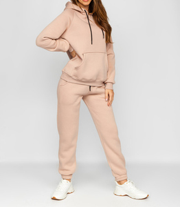 Conjunto Deportivo con Capucha para Mujer, Color Sólido, Manga Larga, Sudadera Informal, Pantalones, 100% Algodón, Transpirable, Ropa de Otoño - Product Image 2