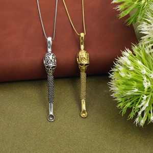 Collar con Colgante de Cuchara con Diseño de Calavera |   Colgante de Calavera de Latón Chapado en Oro y Plata |   Joyería gótica punk al por mayor - Product Image 1