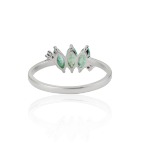 Trending New Design Marquise Cut Natural Emerald Three Stone Ring For Women's Light Luxury Fine Jewelry Accessories - Product Image 6