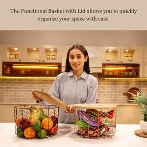 Grand panier de rangement rectangulaire en métal, organisateur polyvalent pour la maison et le placard - Product Image 1