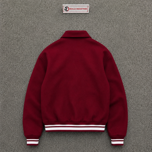 Chaqueta Varsity Color Granate de Moda para Hombre, Cuello Camisero, Corte Regular, Material de Algodón, Chaqueta Letterman de Lujo - Product Image 6
