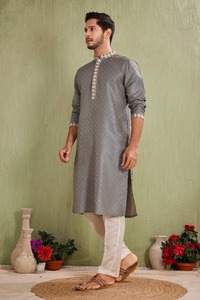 <b>Mens</b> Printed Cotton Short <b>Kurta</b> with Stand Collar Solid Fashion Patti Designed Full Sleeves Daily Wear Summer <b>Kurta</b> - Product Image 3