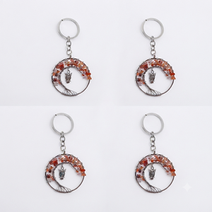 Llavero de cristal de alta calidad con árbol de la vida de cornalina roja, llavero de piedra natural con diseño de búho, regalos para mujeres. - Product Image 4